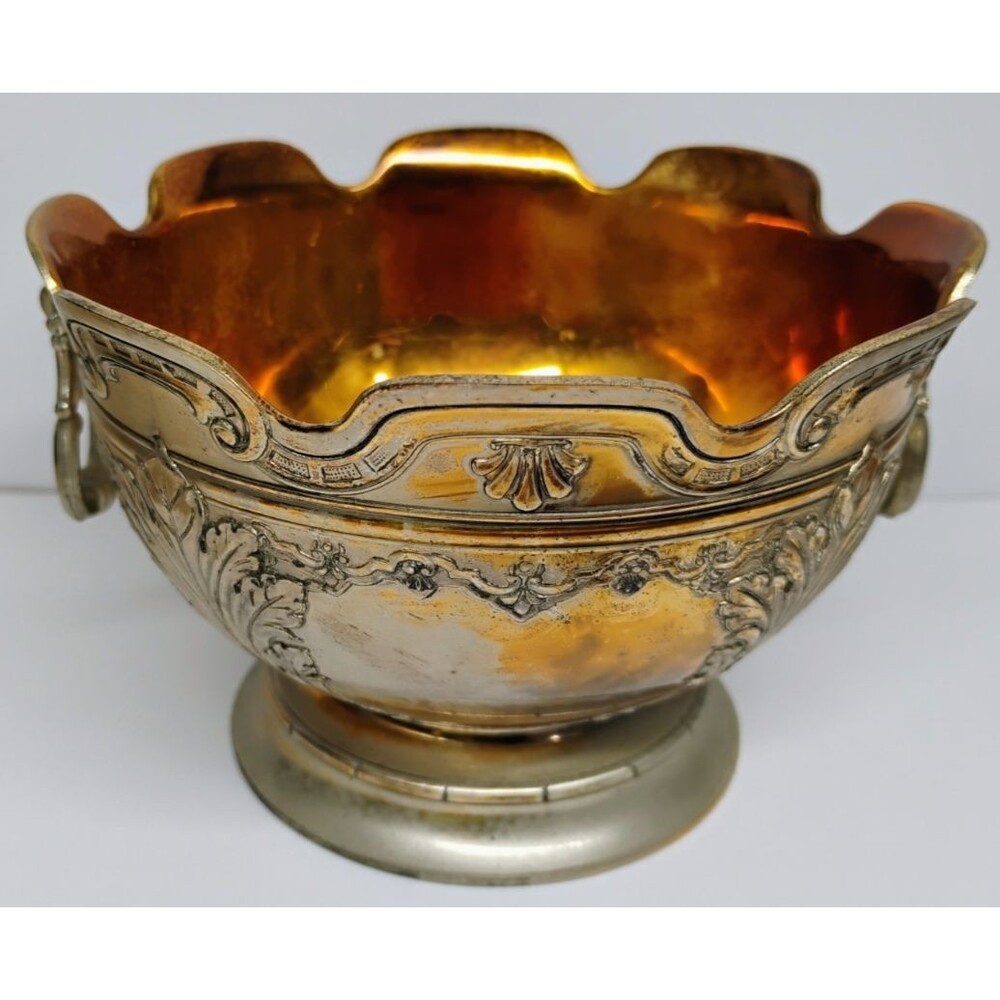 Vintage Sugar Bowl Dish with Handles Tarnish Resistant Made in Japan Patina